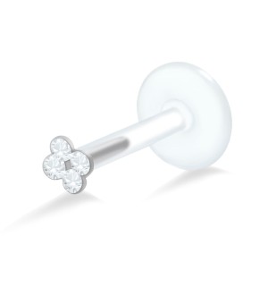 Stone Studded Flowery Labret Piercing with PTFE LA-110